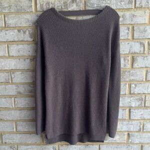 Banana Republic Long Sleeve Back V-Neck Plum Purple Wool Blend Sweater Size S